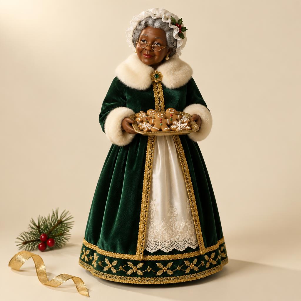 Black Mrs. Claus with Cookie Tray (12 in)